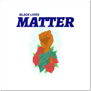 Black Lives Matter Floral Raised Fist Posters and Art